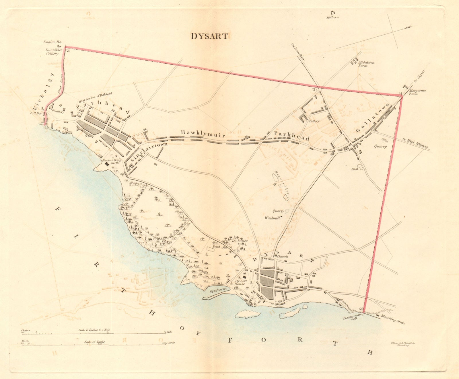 DYSART borough/town plan for the REFORM ACT. Pathhead Kirkaldy Scotland 1832 map